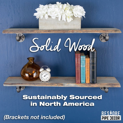 RESTORE Riverstone Grey 36 in. Live Edge Wood Shelf (Wood Only) PIPE DECOR