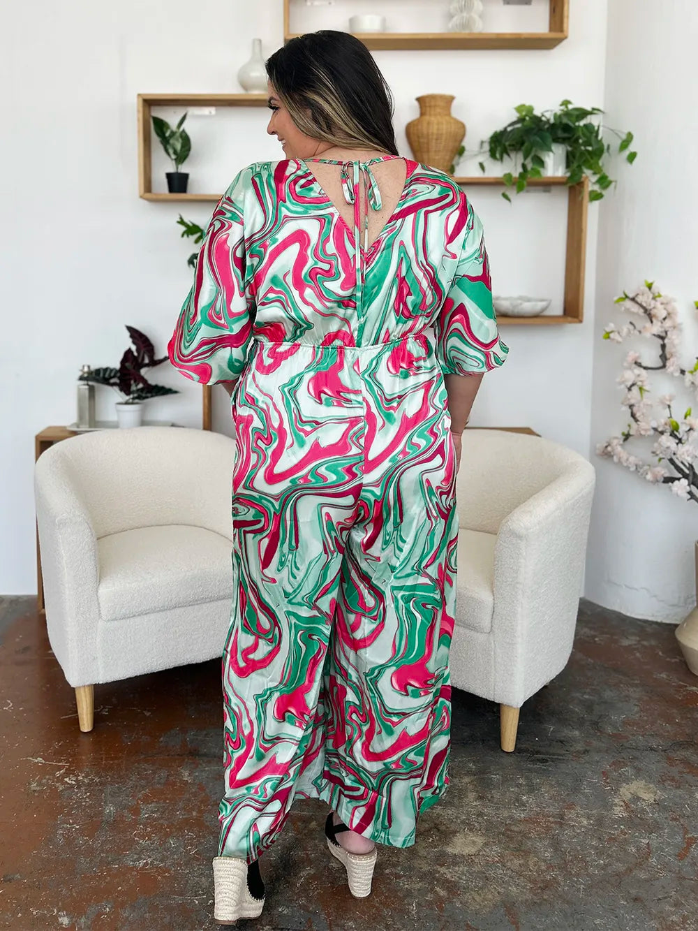 Double Take Full Size Half Sleeve Wide Leg Jumpsuit New Era Fashion LLc