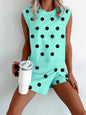 Women's Polka-Dot Sleeveless Tank Top & Shorts Two-Piece Set FitiqueFit