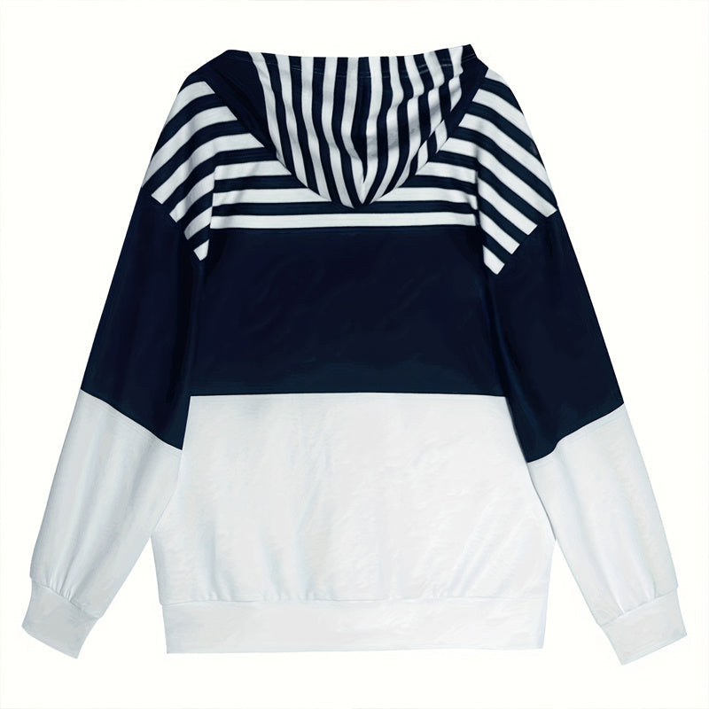 Plus Size Color Block Hoodie – Women’s Casual Zip Sweatshirt FitiqueFit