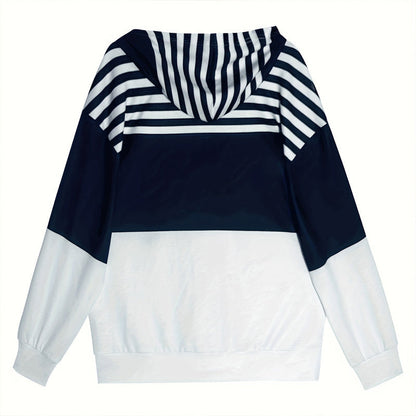 Plus Size Color Block Hoodie – Women’s Casual Zip Sweatshirt FitiqueFit