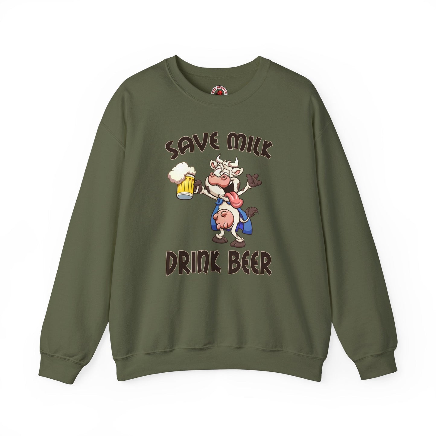 Save Milk Drink Beer Crewneck Sweatshirt The Devil's Pickle