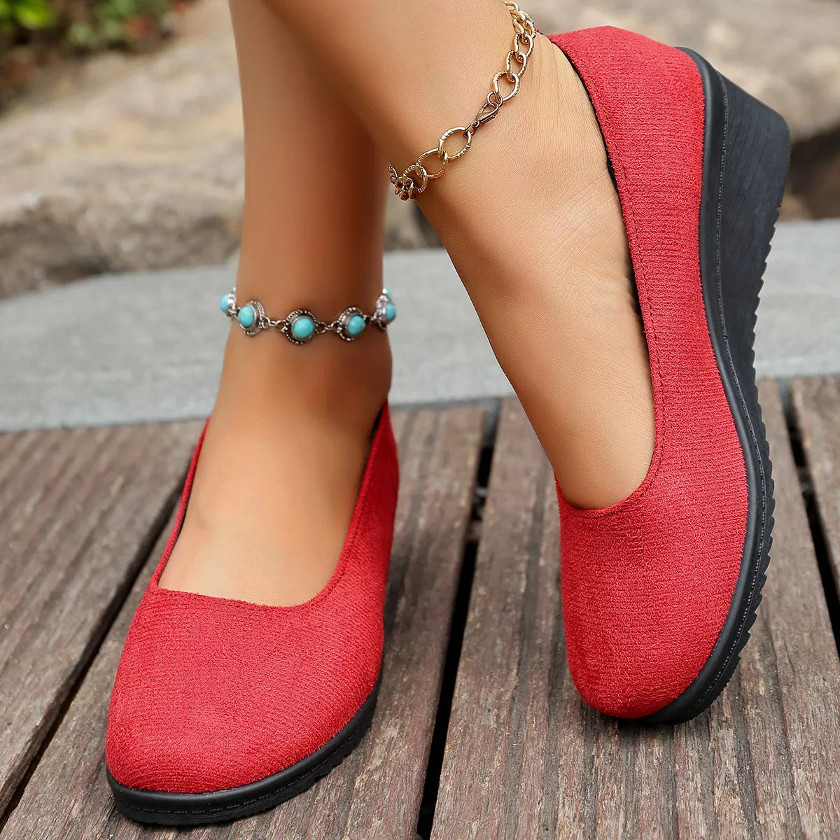 Wedge Heel Slip-On Loafers FitiqueFit