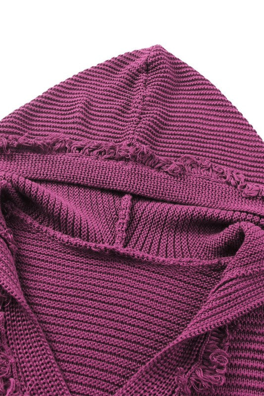 Solid Ribbed Drop Shoulder Hooded V-Neck Sweater Shop Style & More | Fresh Looks, Everyday Deals & Free Shipping