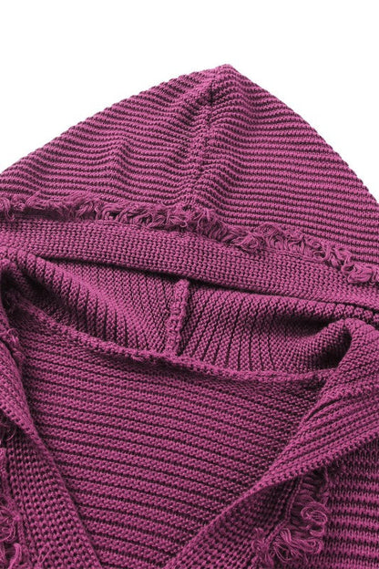 Solid Ribbed Drop Shoulder Hooded V-Neck Sweater Shop Style & More | Fresh Looks, Everyday Deals & Free Shipping