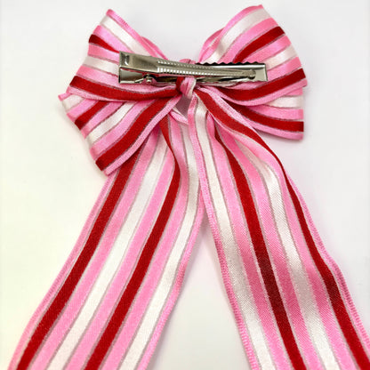 Striped Valentine's Day Double Bow Enchanted Scrunch