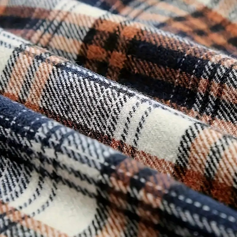 Women's Plaid Button-Up Long Sleeve Jacket Fall Winter  Flap Button Pocket Design Casual Hooded Fleece-Lined Warm Coat See size chart under “more details” The Fashion Celestial