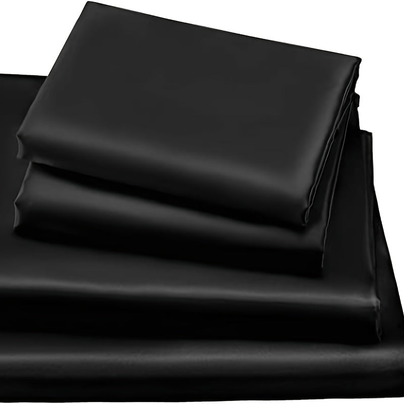 4pcs Satin Bed Sheet Four-Piece Set Includes One Fitted Sheet, One Flat Sheet, And Two Pillowcases. Pillowcases Do Not Include Inserts. Solid Colors Showcase Simple Elegance. The Simple Style Is Classic And Timeless. Polyeste NovaCart