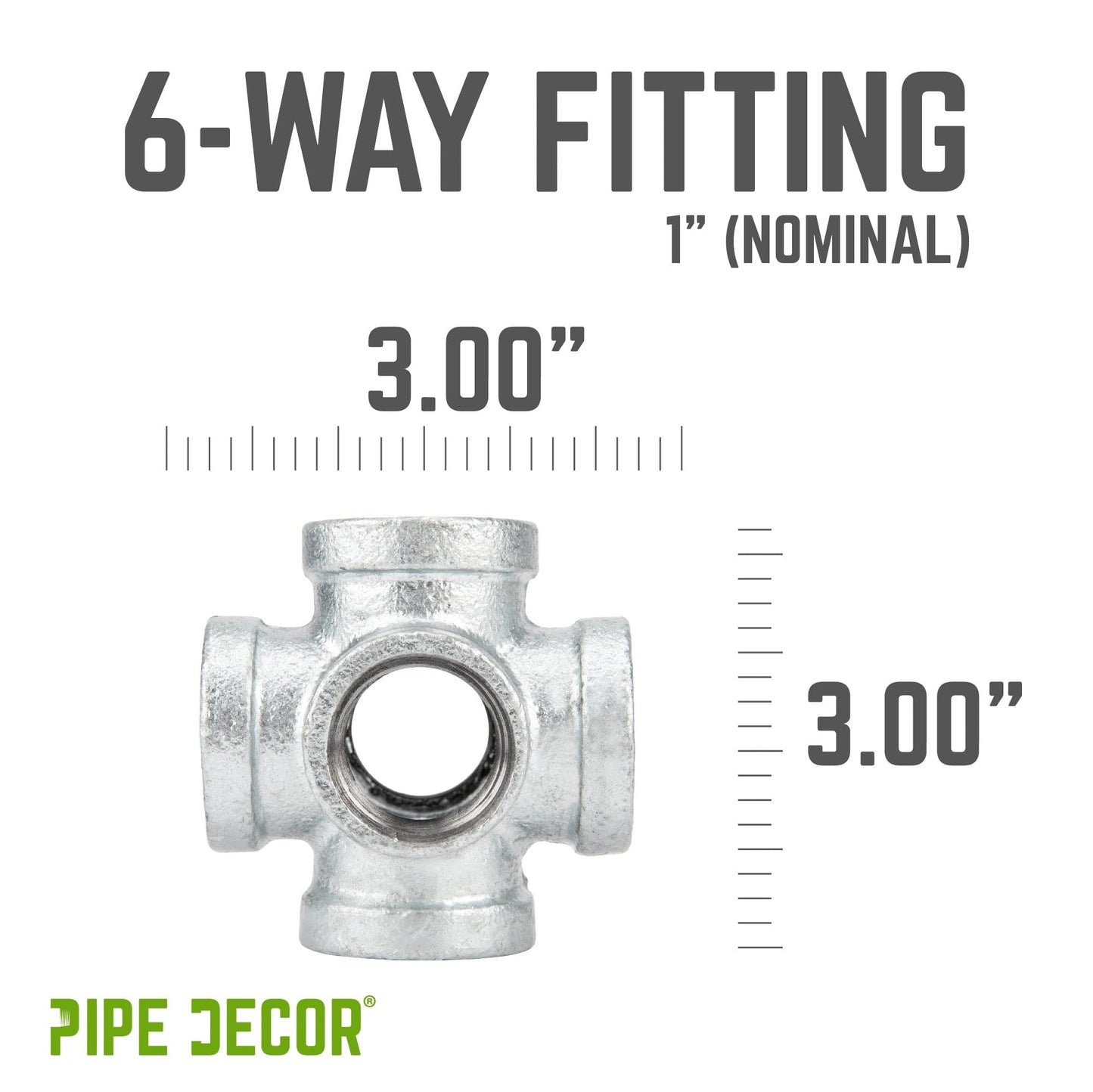 1 in. Galvanized 6-Way Fitting PIPE DECOR