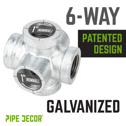 1 in. Galvanized 6-Way Fitting PIPE DECOR
