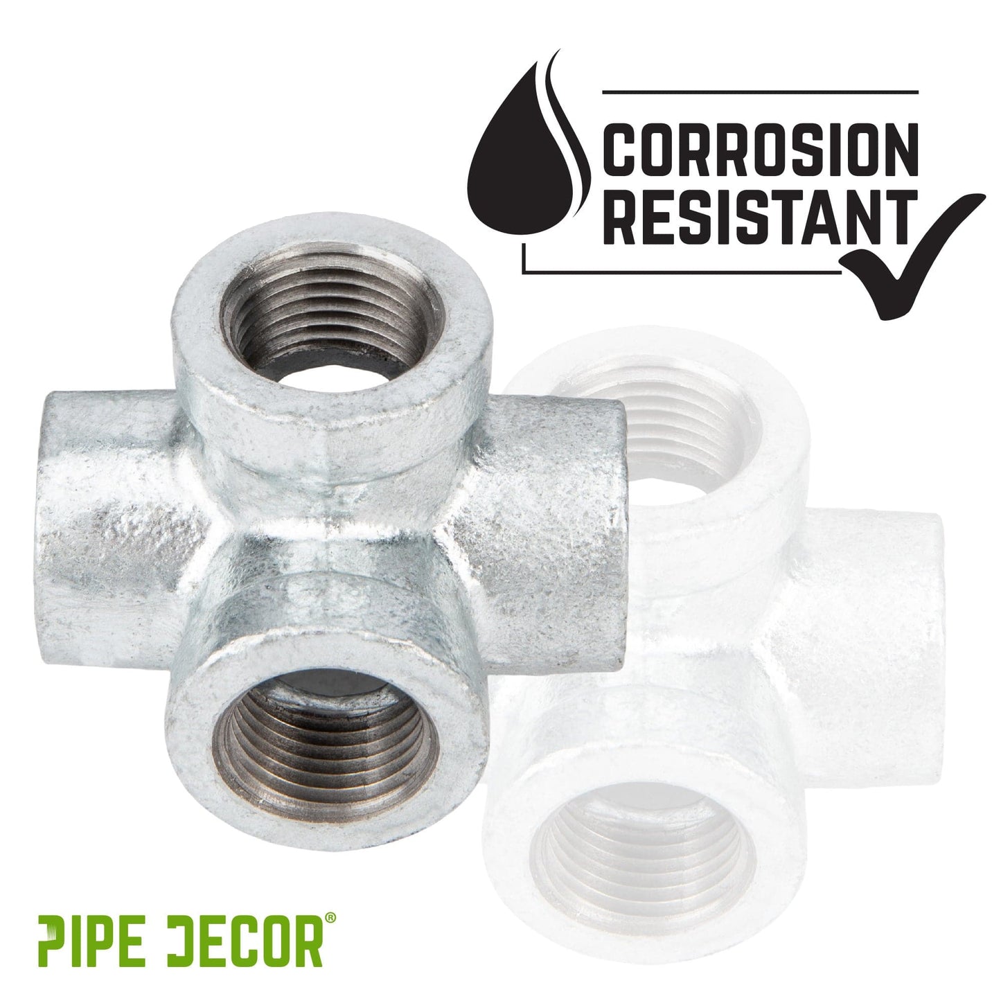 1 in. Galvanized 6-Way Fitting PIPE DECOR