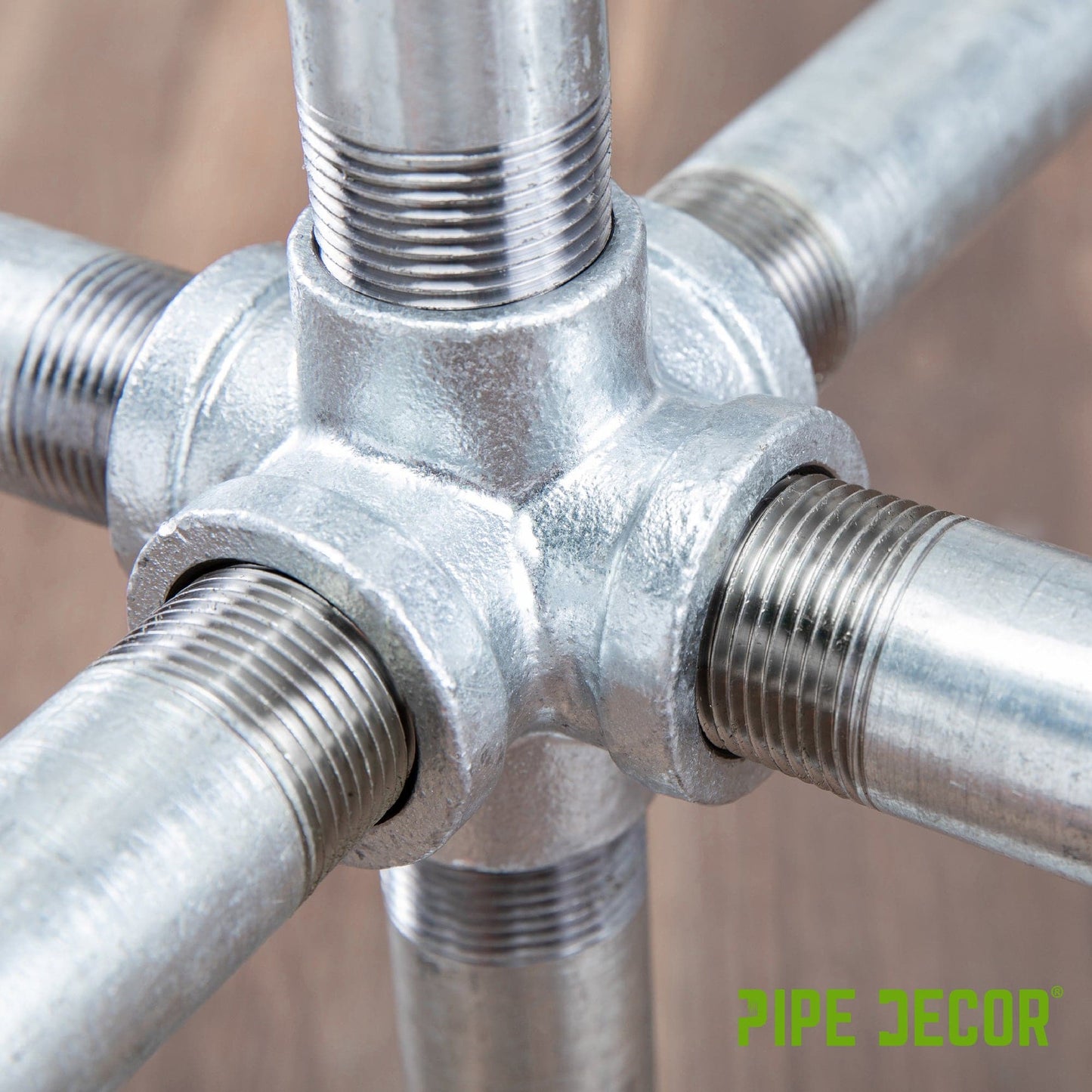 1 in. Galvanized 6-Way Fitting PIPE DECOR