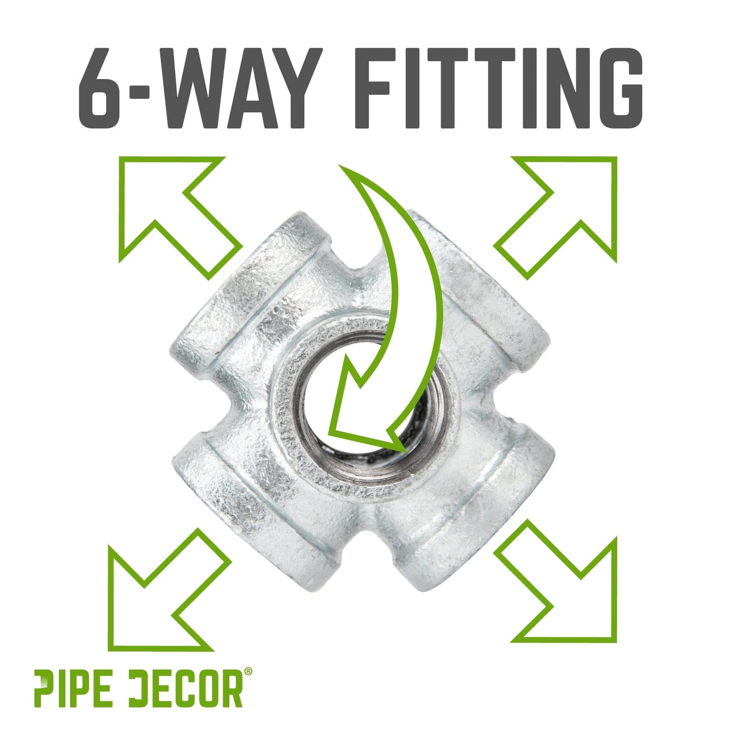 1/2 in. Galvanized 6-Way Fitting PIPE DECOR