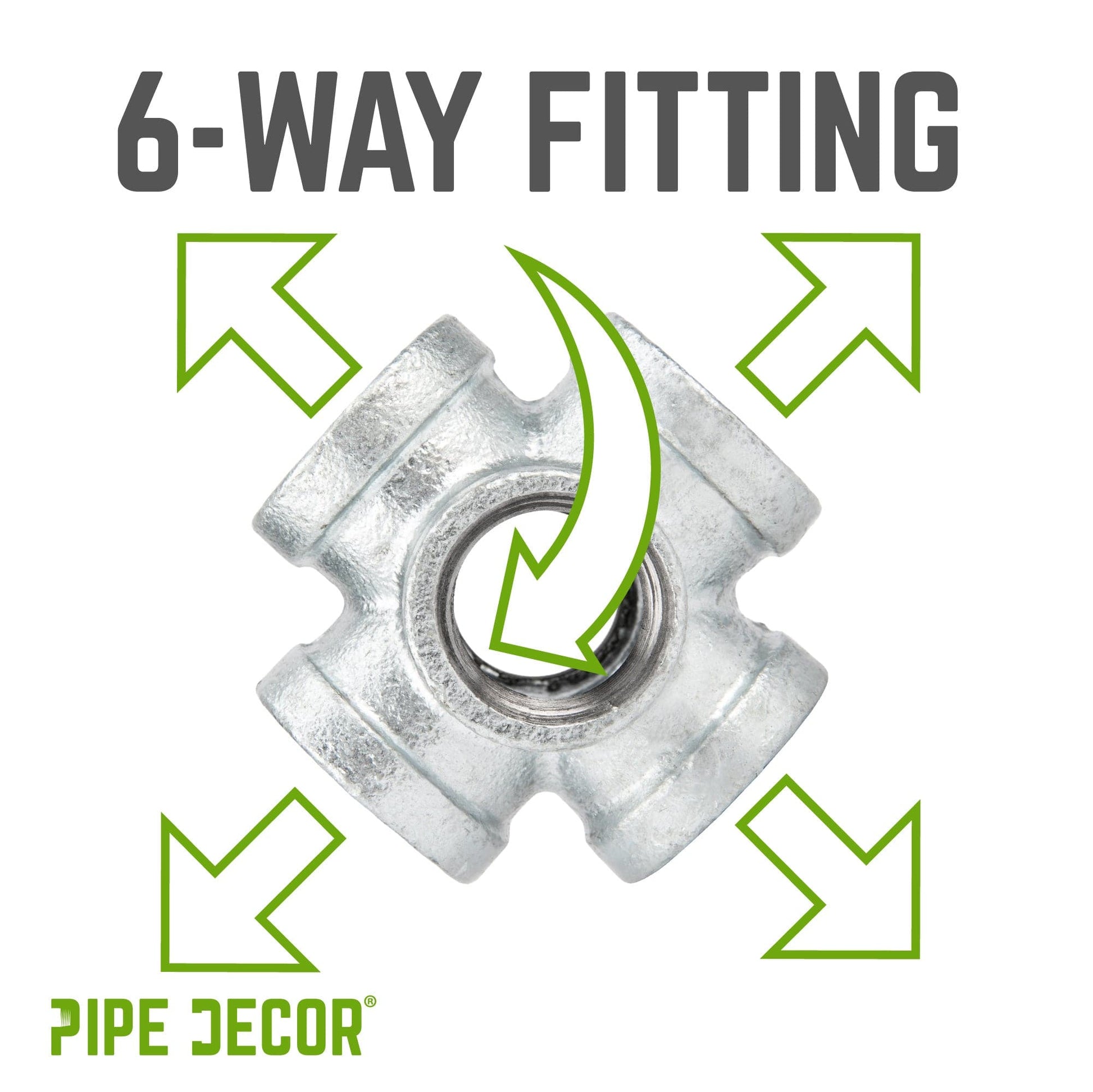 3/4 in. Galvanized 6-Way Fitting PIPE DECOR