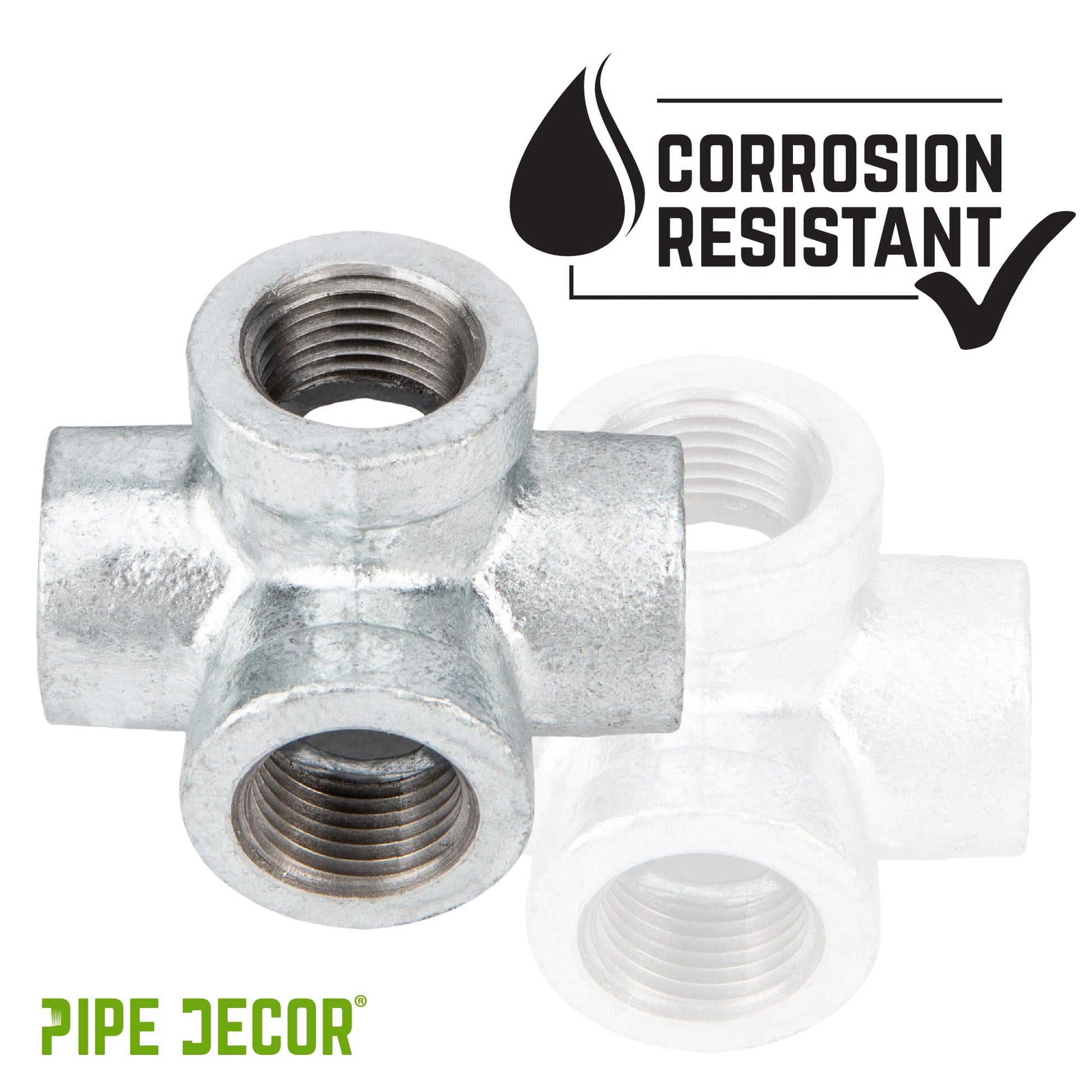 3/4 in. Galvanized 6-Way Fitting PIPE DECOR