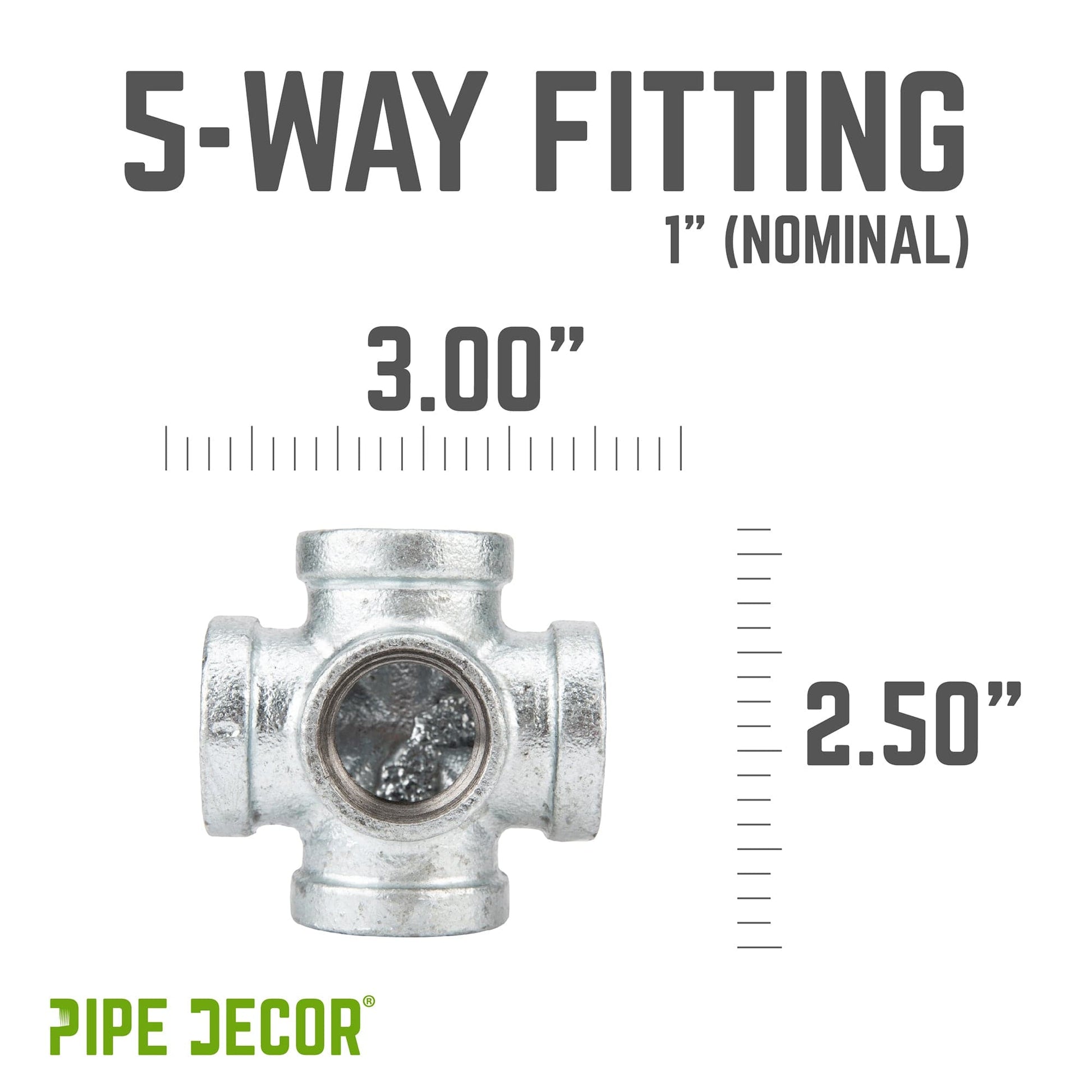 1 in. Galvanized 5-Way Fitting PIPE DECOR