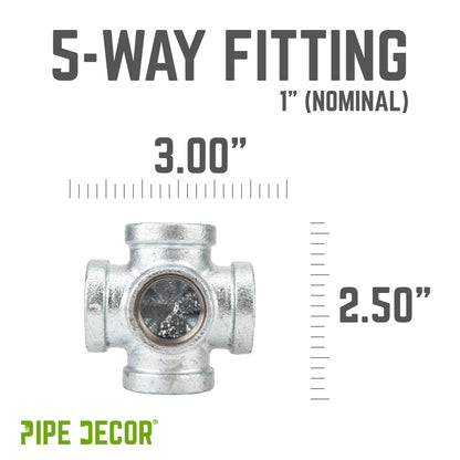 1 in. Galvanized 5-Way Fitting PIPE DECOR