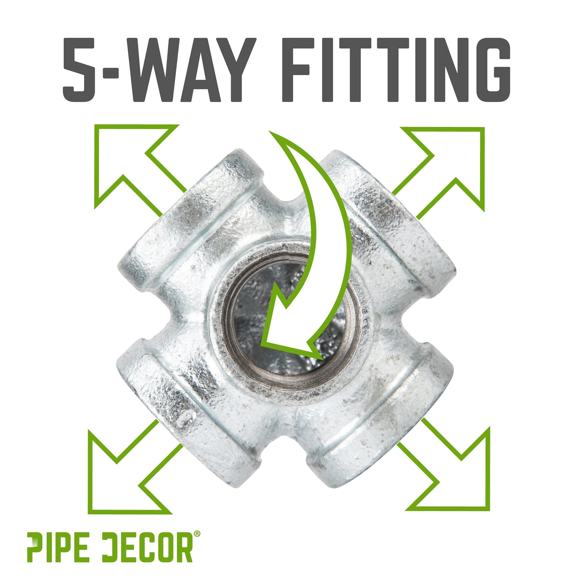 1 in. Galvanized 5-Way Fitting PIPE DECOR