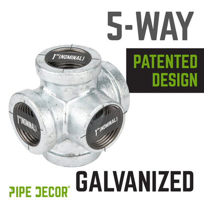 1 in. Galvanized 5-Way Fitting PIPE DECOR