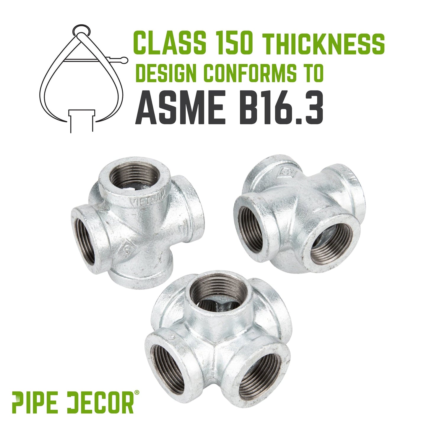 1 in. Galvanized 5-Way Fitting PIPE DECOR