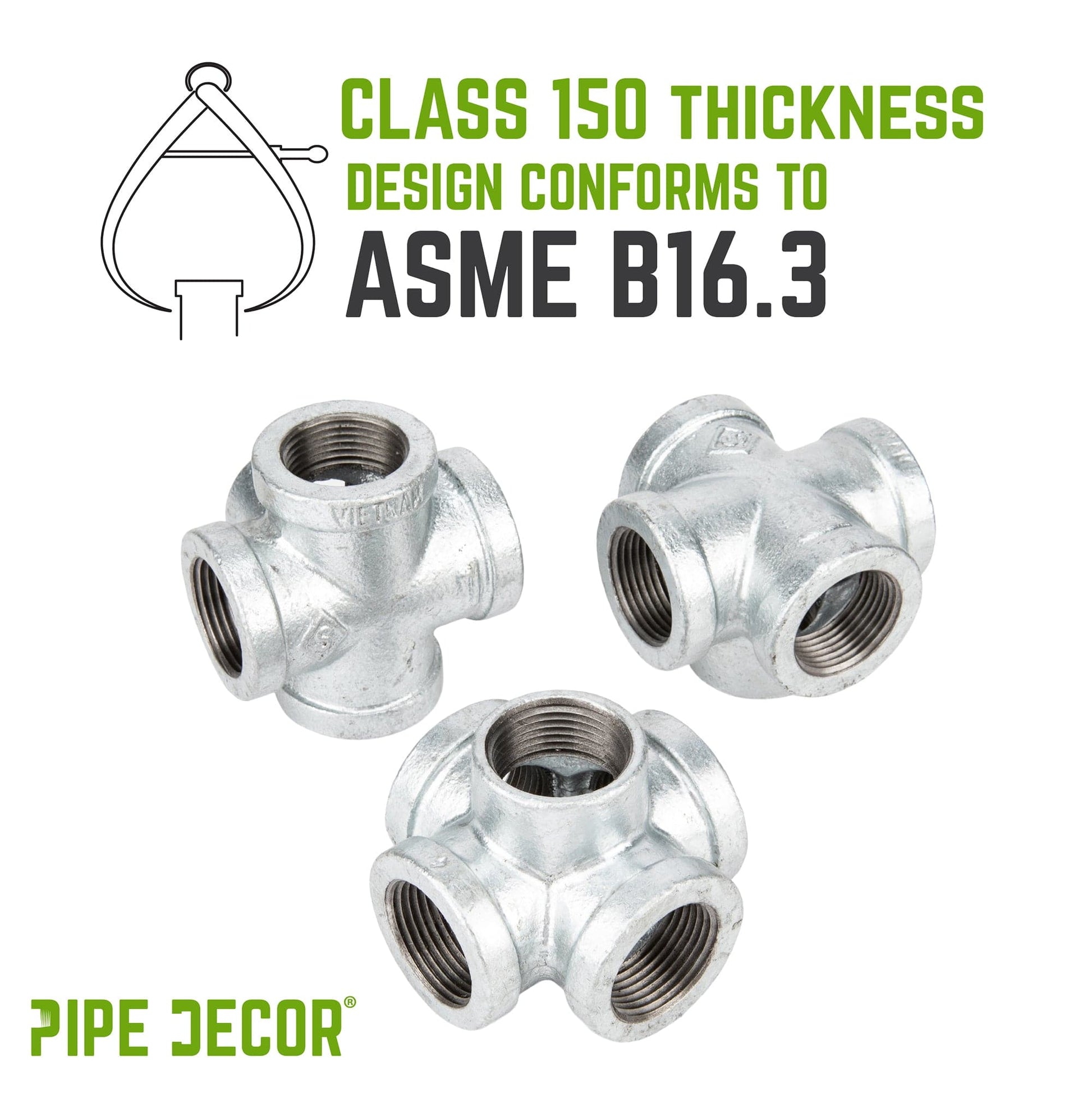 1 in. Galvanized 5-Way Fitting PIPE DECOR