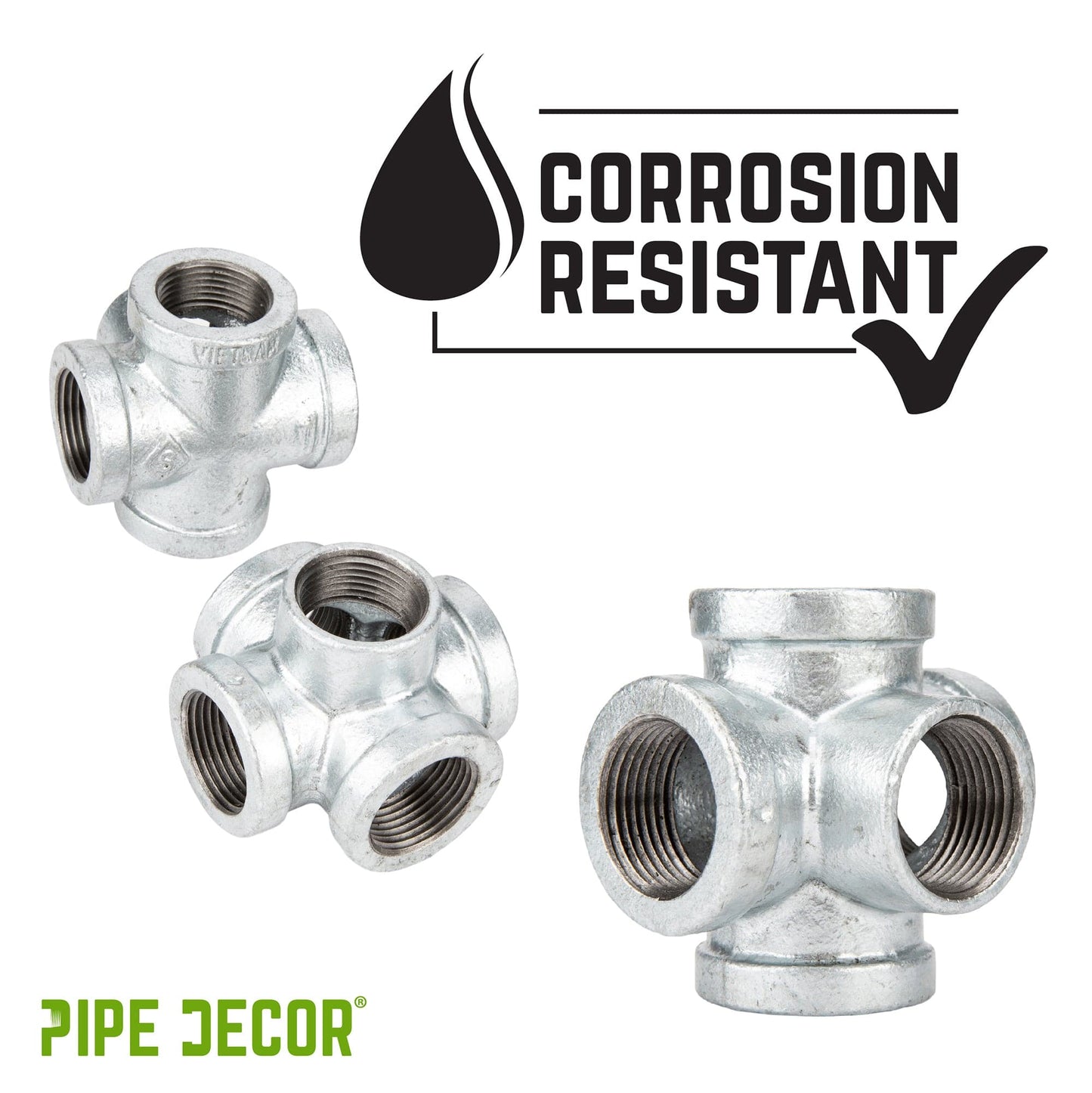 1 in. Galvanized 5-Way Fitting PIPE DECOR