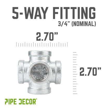 3/4 in. Galvanized 5-Way Fitting PIPE DECOR