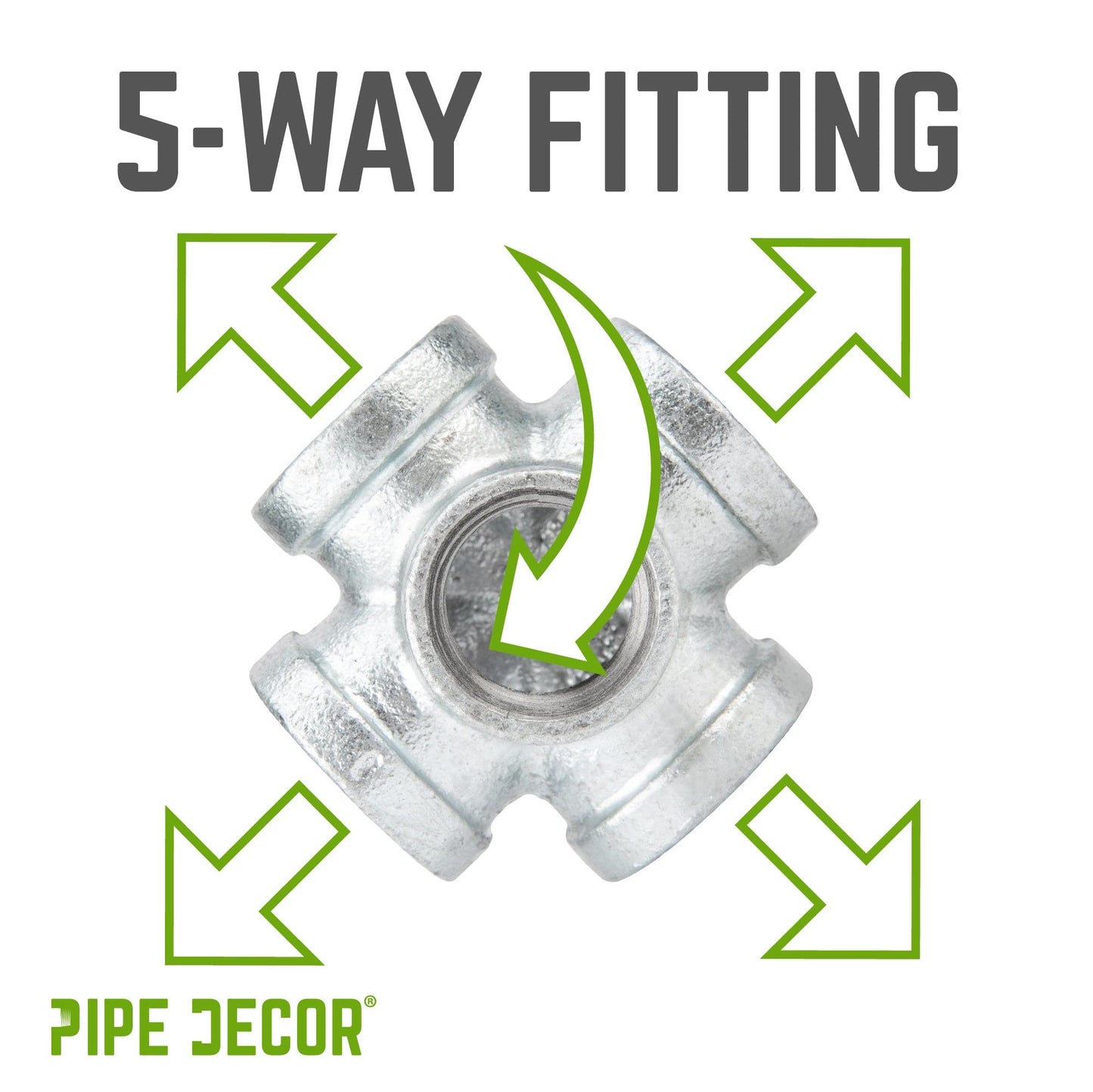 3/4 in. Galvanized 5-Way Fitting PIPE DECOR