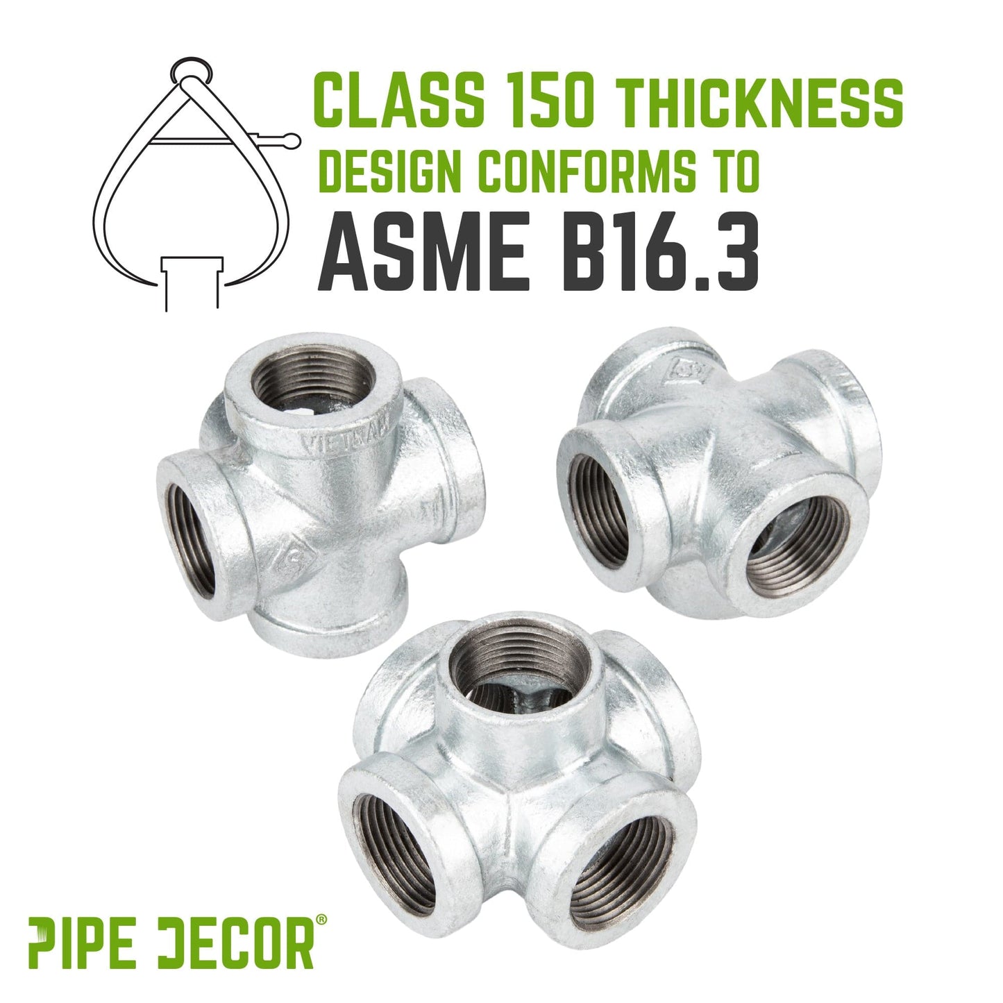 3/4 in. Galvanized 5-Way Fitting PIPE DECOR