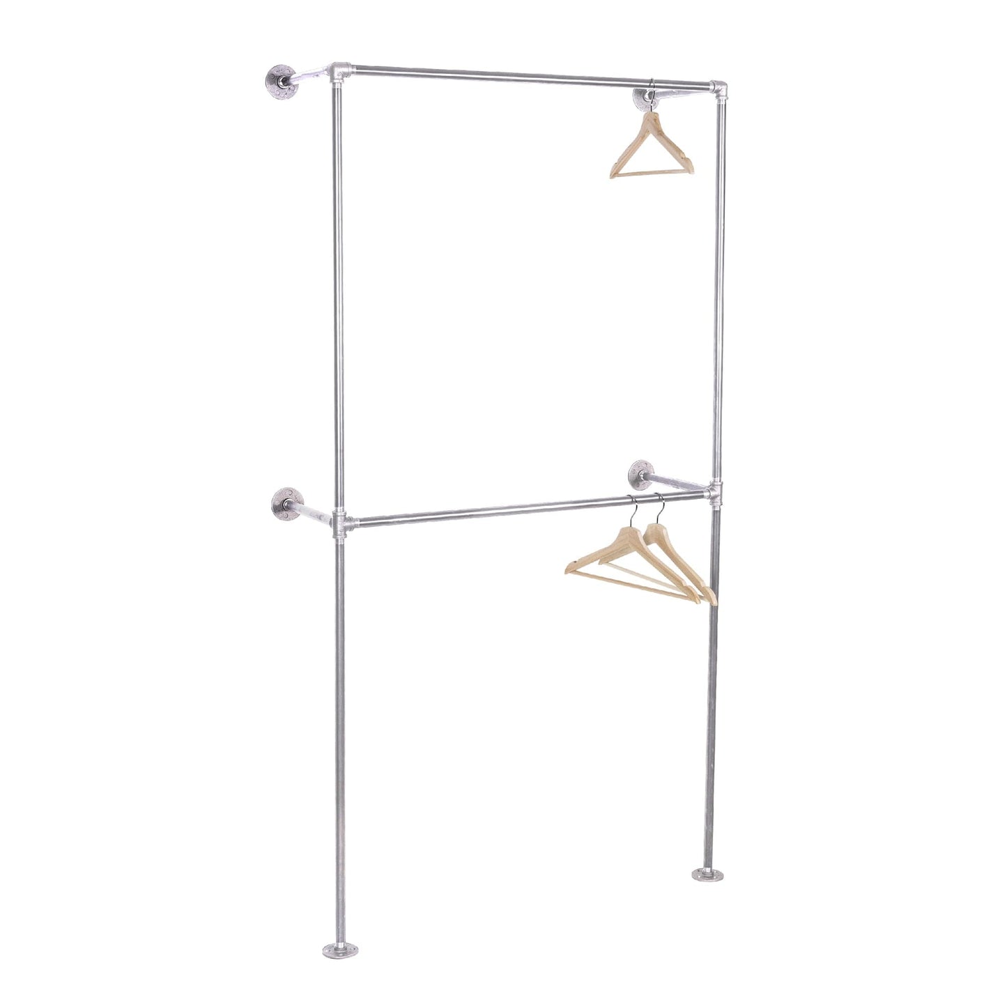 Galvanized Wall Mounted Double Hung Clothing Rack PIPE DECOR