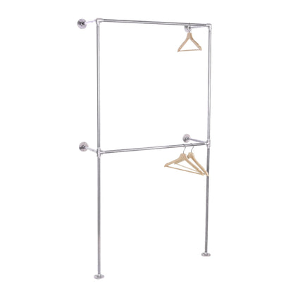 Galvanized Wall Mounted Double Hung Clothing Rack PIPE DECOR