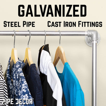 Galvanized Wall Mounted Double Hung Clothing Rack PIPE DECOR