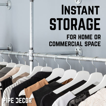 76.375 in. Galvanized Wall Mounted Clothing Rack, Double PIPE DECOR