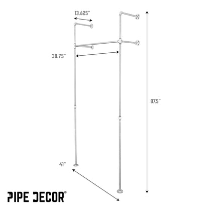 41 in. Galvanized Wall Mounted Clothing Rack, Single PIPE DECOR