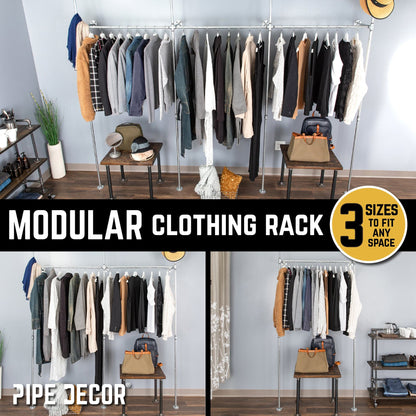 41 in. Galvanized Wall Mounted Clothing Rack, Single PIPE DECOR