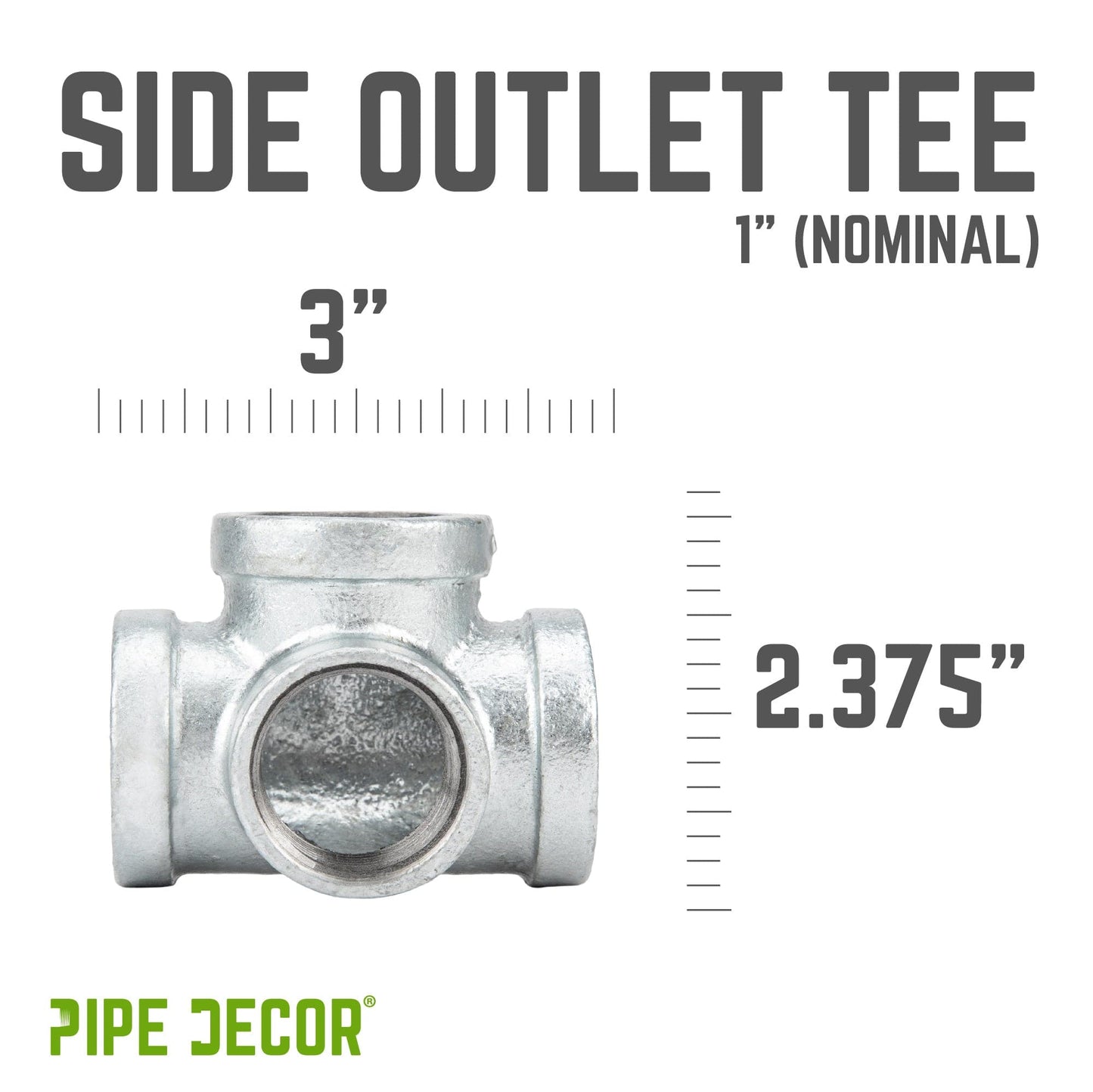 1 in. Galvanized Iron Side Outlet Tee PIPE DECOR