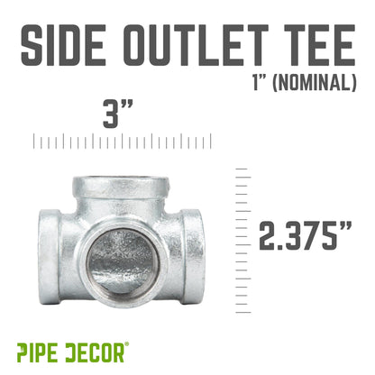 1 in. Galvanized Iron Side Outlet Tee PIPE DECOR