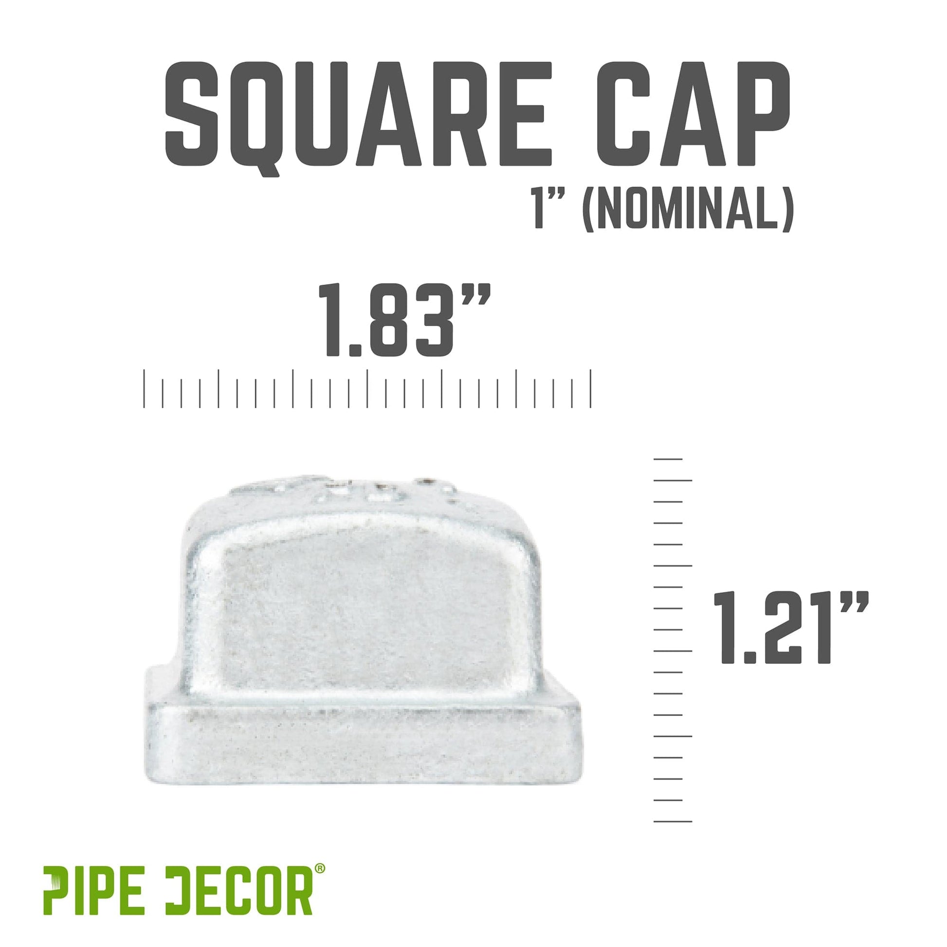 1 in. Galvanized Square Cap PIPE DECOR