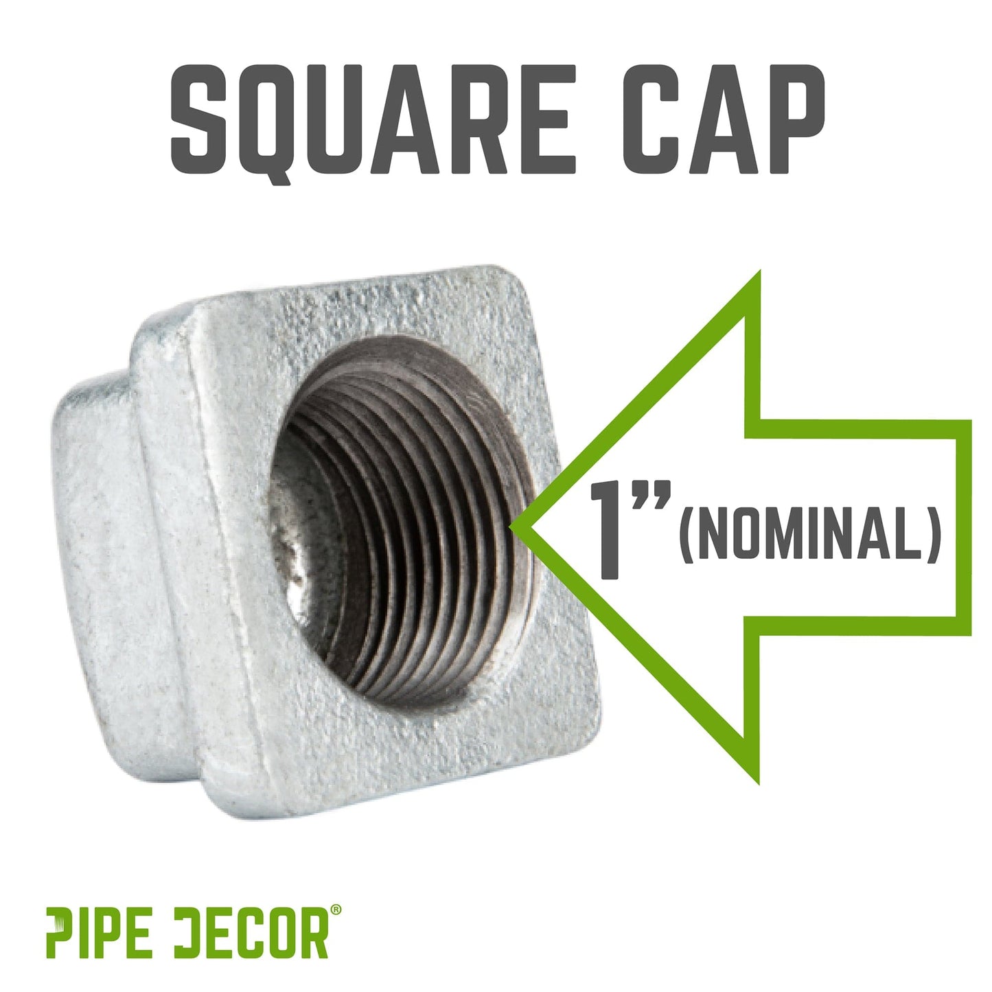 1 in. Galvanized Square Cap PIPE DECOR
