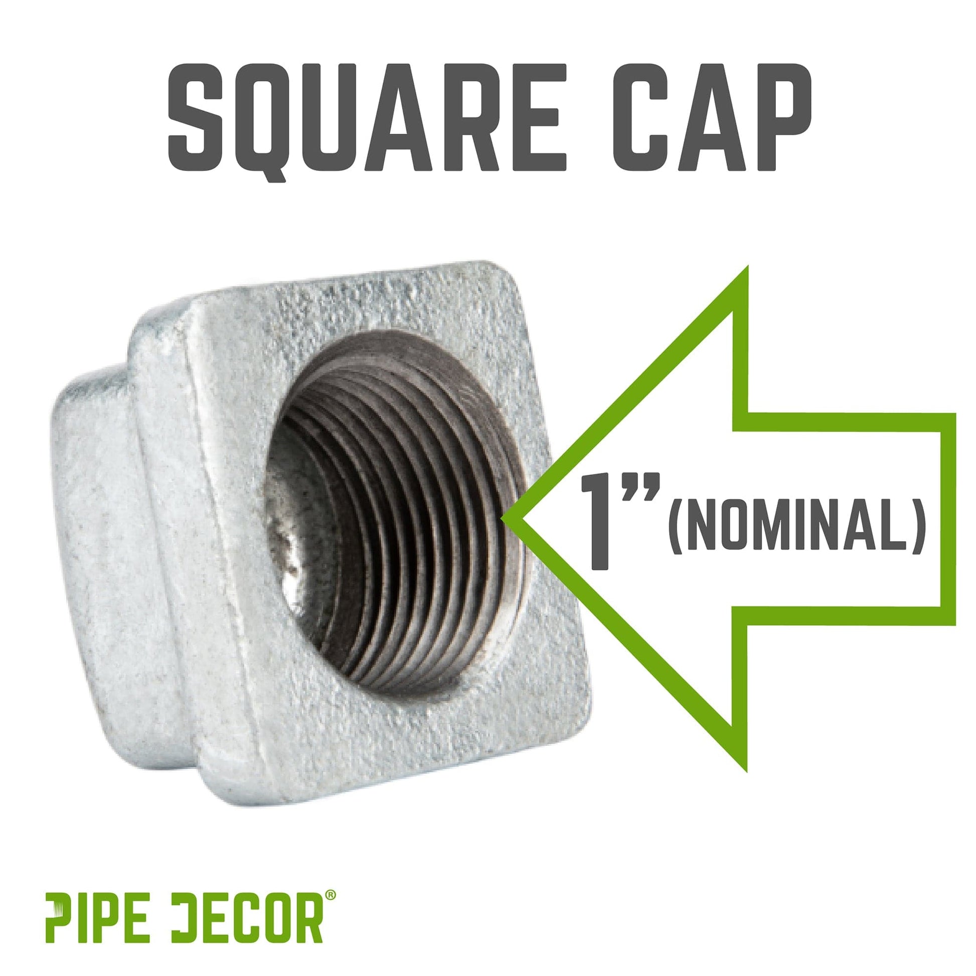 1 in. Galvanized Square Cap PIPE DECOR