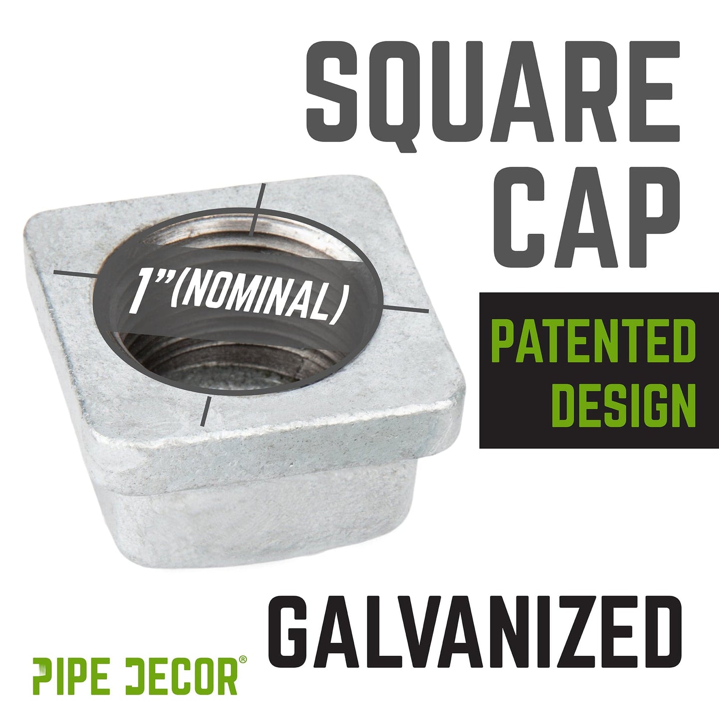 1 in. Galvanized Square Cap PIPE DECOR