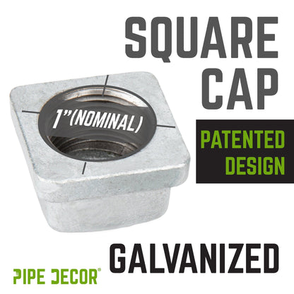 1 in. Galvanized Square Cap PIPE DECOR