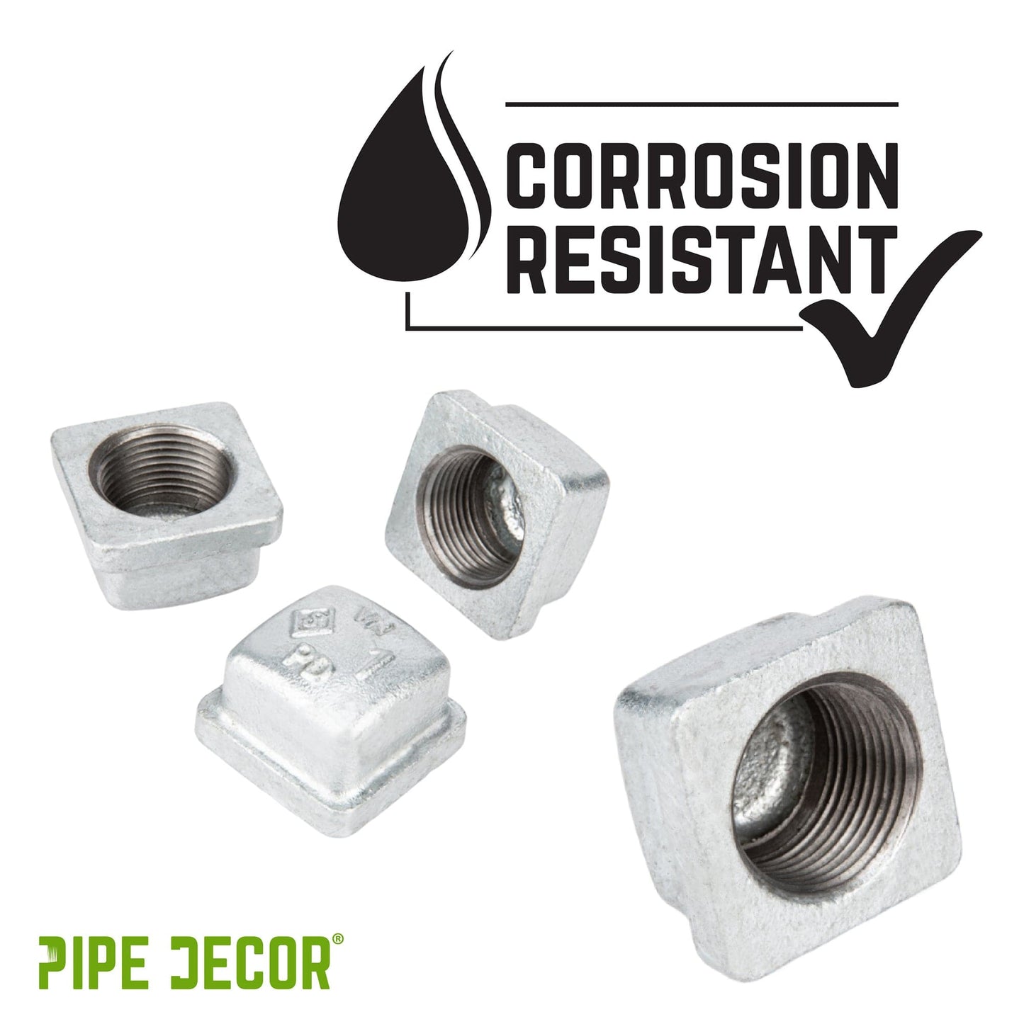 1 in. Galvanized Square Cap PIPE DECOR