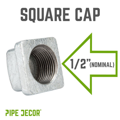 1/2 in. Galvanized Square Cap PIPE DECOR