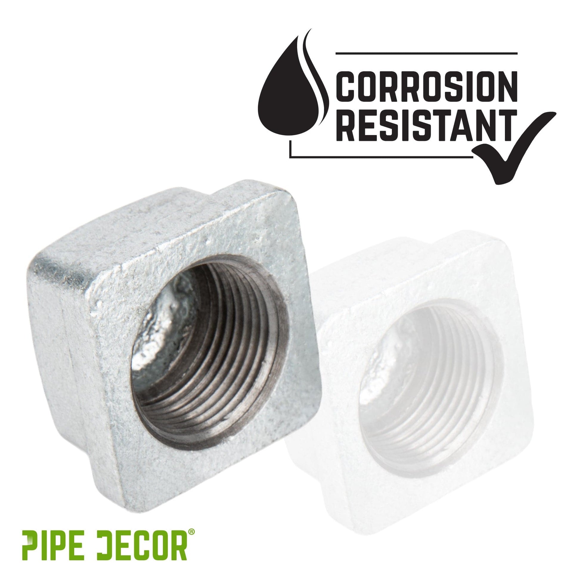 1/2 in. Galvanized Square Cap PIPE DECOR