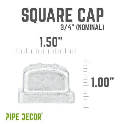 3/4 in. Galvanized Square Cap PIPE DECOR