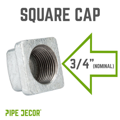 3/4 in. Galvanized Square Cap PIPE DECOR