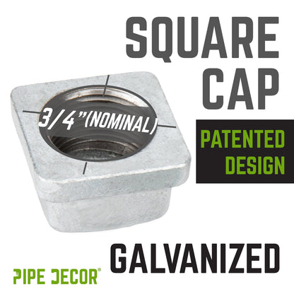 3/4 in. Galvanized Square Cap PIPE DECOR