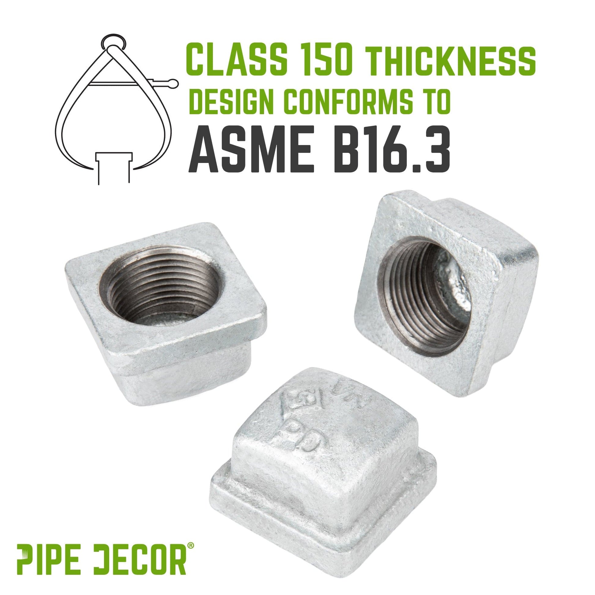 3/4 in. Galvanized Square Cap PIPE DECOR