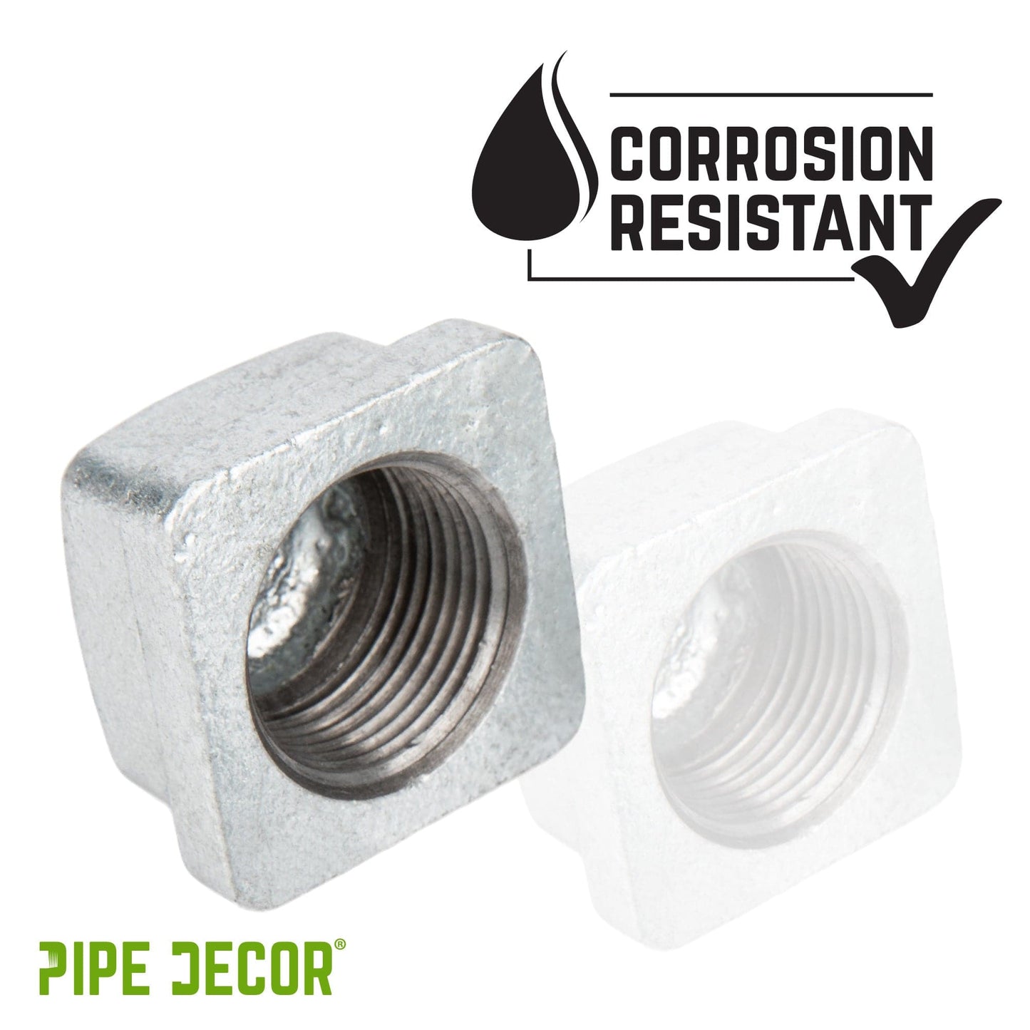 3/4 in. Galvanized Square Cap PIPE DECOR